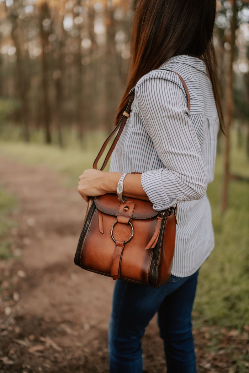 Versatile Leather Handbag Perfect Handmade Gift for Her, Elegant Choice for Mom on Valentine's Day or Girlfriend's Special Surprise image 1