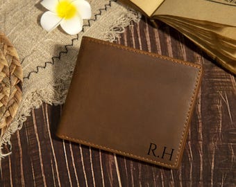 Custom RFID Leather Wallet | Engraved Wallet for Men | Bifold ID Window | Father’s Day, Anniversary & Graduation Gift | Boyfriend Gift