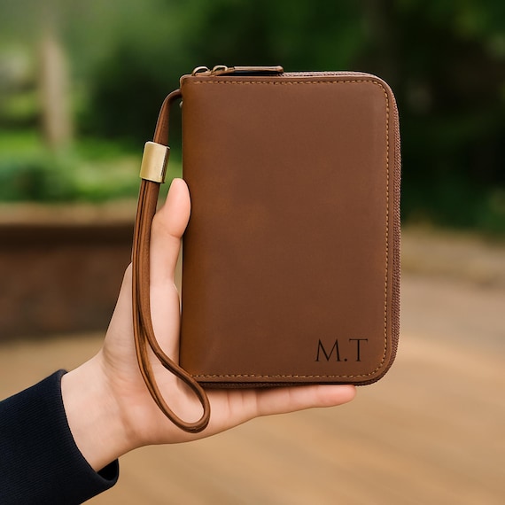 Personalized Full Grain Leather Passport Holder: Business Travel Wallet