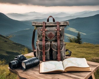 Waxed Canvas Backpack: Handcrafted for Hiking, Travel, Laptop, and Work