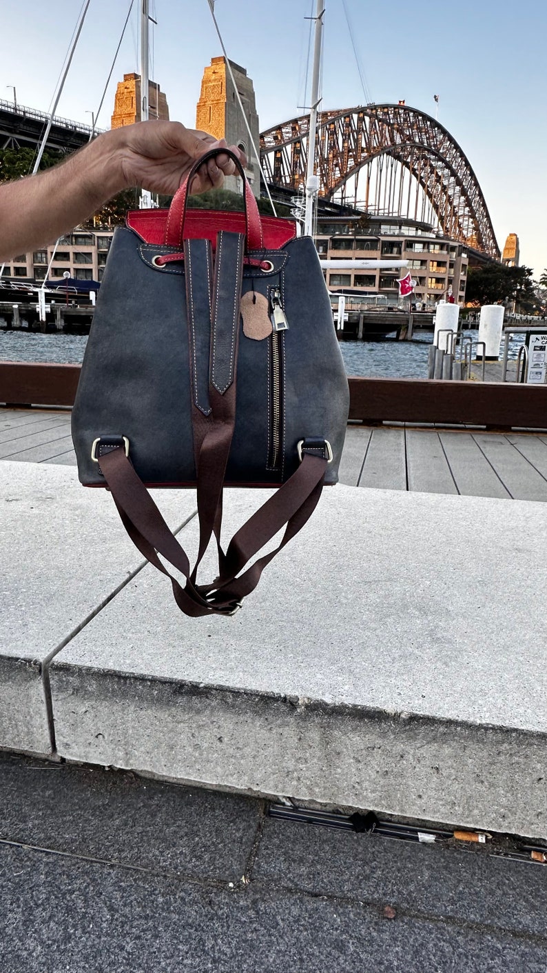 Premium Vintage Leather Backpack Handmade, Customizable, Soft Straps and Spacious Compartment Stylish & Functional with Appliques image 6