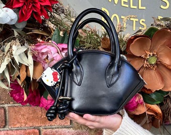 Handmade Leather Fruit Bag Charm with Zipper Coin Purse