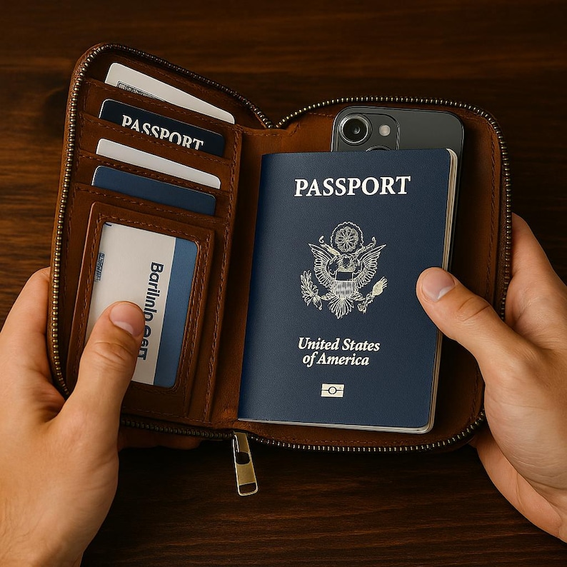 Personalized Full Grain Leather Passport Holder: Travel Wallet image 2