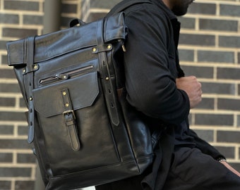 Backpack AMY / Black Grained - Etsy