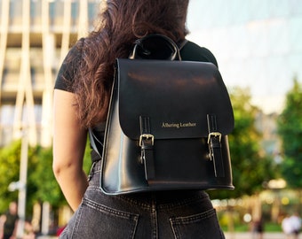 Personalized Leather Backpack Purse: Mini Travel Backpack