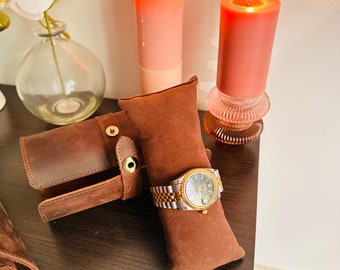 Rouleau de montre en cuir personnalisé - Étui à montre fait main pour voyage, meilleurs cadeaux pour hommes, rangement élégant pour montres, organiseur de boîte à montres, cadeau pour lui