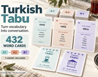 Turks leerspel: 432 printbare woordkaartjes voor niveau A1, A2 en B1