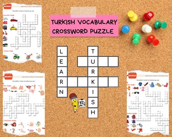 Turkish Vocabulary Crossword Puzzle Worksheets-A1