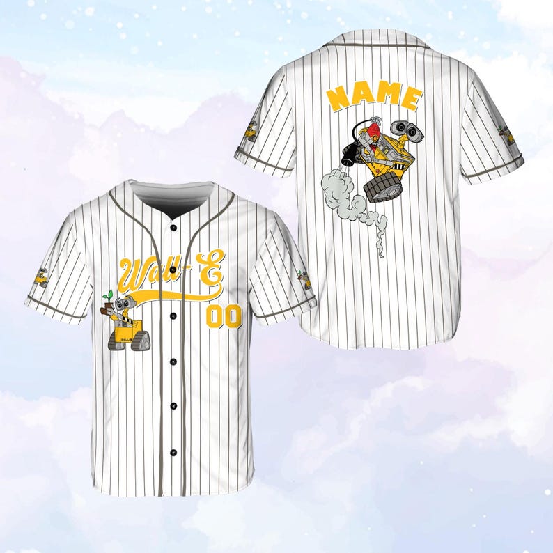 Custom Name Wall E Baseball Jersey, Disney Wall E Characters Jersey