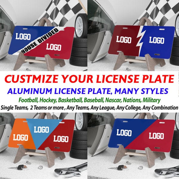 Personalized House Divided License Plates, Customized Car License Plates, Sports Team License Plates, Printed Aluminum License Plates