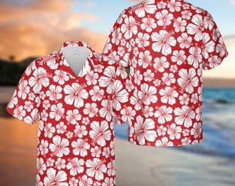 Hibiscus Summer Family Hawaiian Shirt, Hibiscus Hawaiian Button Up Shirt, Hibiscus Short Sleeve Button Down Shirt, Beach Lover Shirt