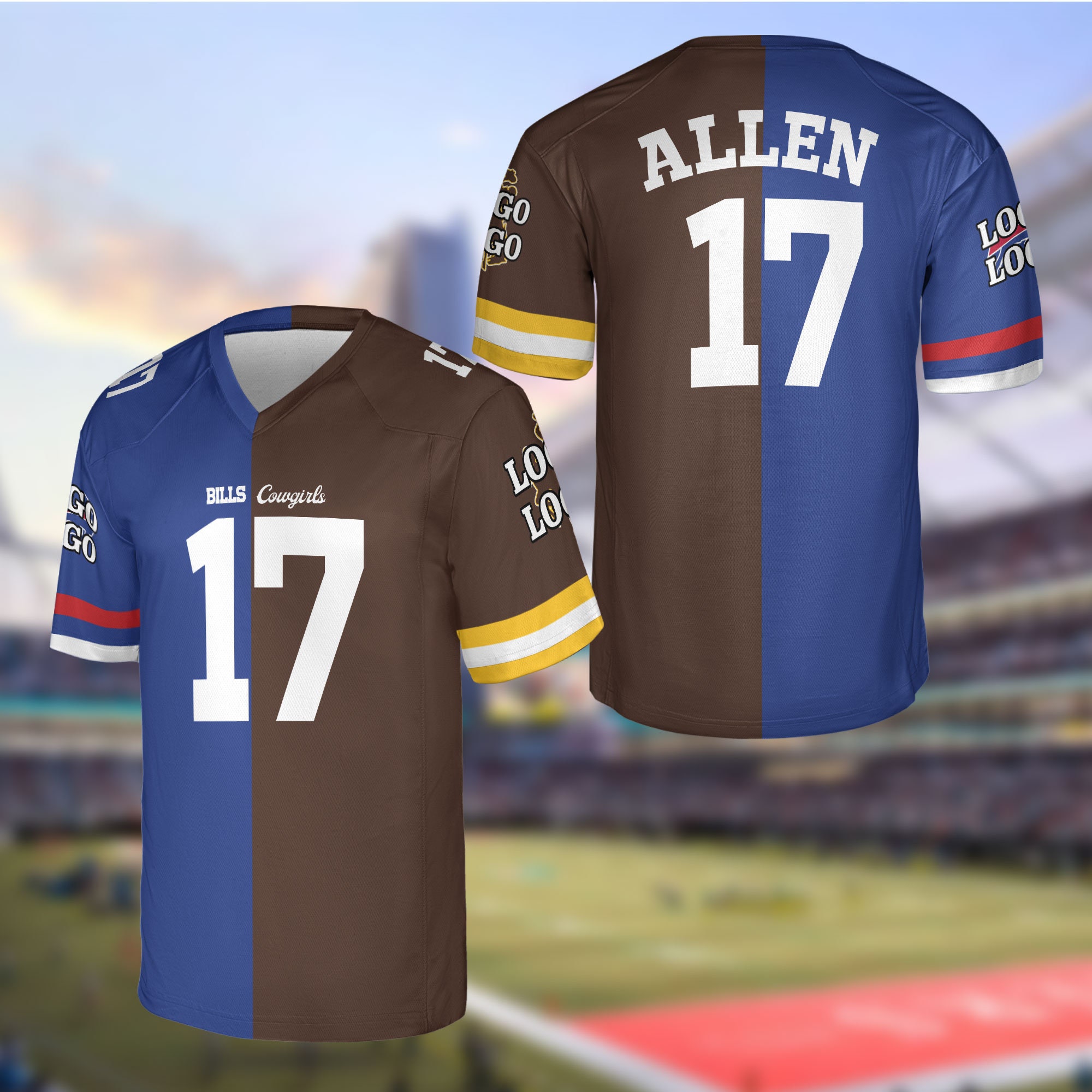 Half and half nfl football jerseys hotsell