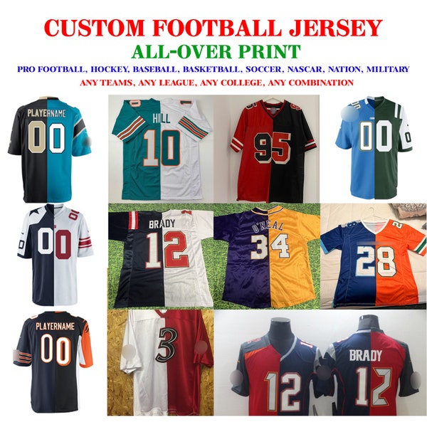 Custom Split Half Color Football Jersey, Custom Two Football Team Jersey, Football Jersey Uniform, Team Name And Number FootballJersey