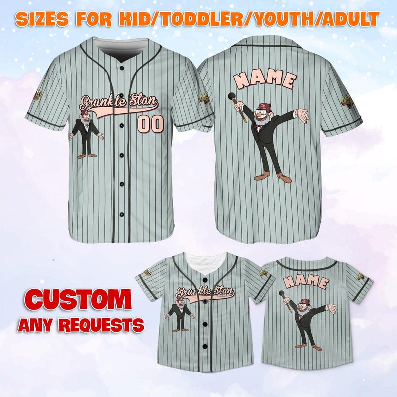 Custom Name Grunkle Stan Baseball Jersey, Disney Grunkle Stan