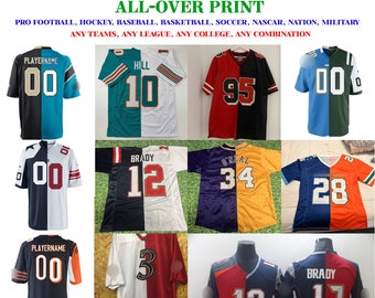 Personalized Any Two Football Team, Custom Name And Number Football Jersey, Football Jersey Team, Custom Split Half Color Football Jersey