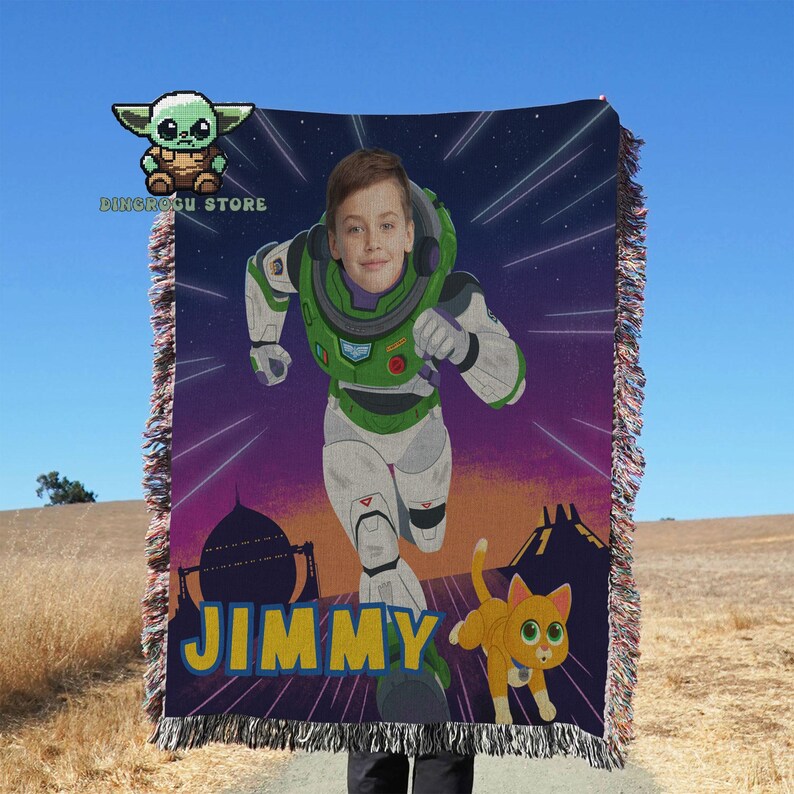 Custom Buzz Lightyear Blanket With Face, Personalized Disney Baby