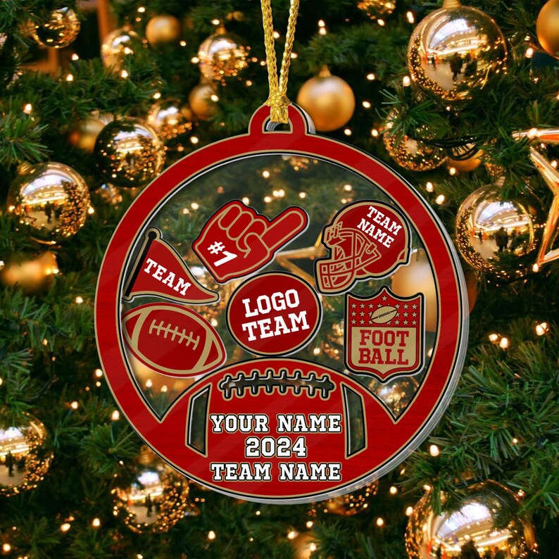 Personalized Team Name Football Ornament 2024, Custom Football Acrylic