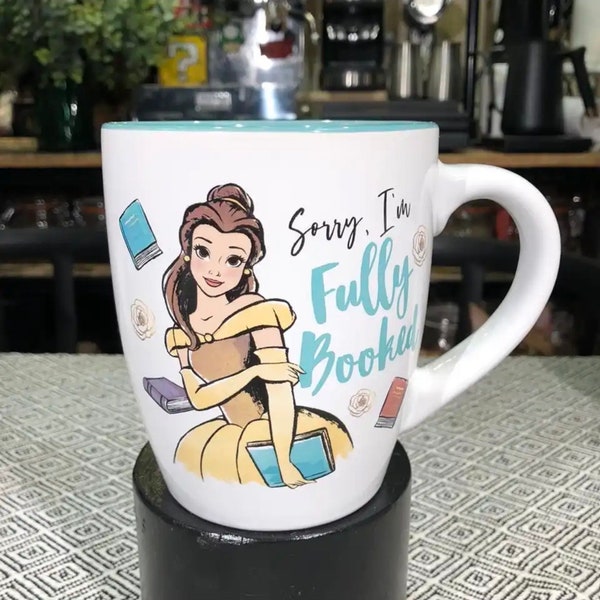 Disney Princess Belle "Sorry, I'm Fully Booked" Ceramic Mug, Mug for Booklovers, Perfect Gift For Her, Get Well Soon Gift