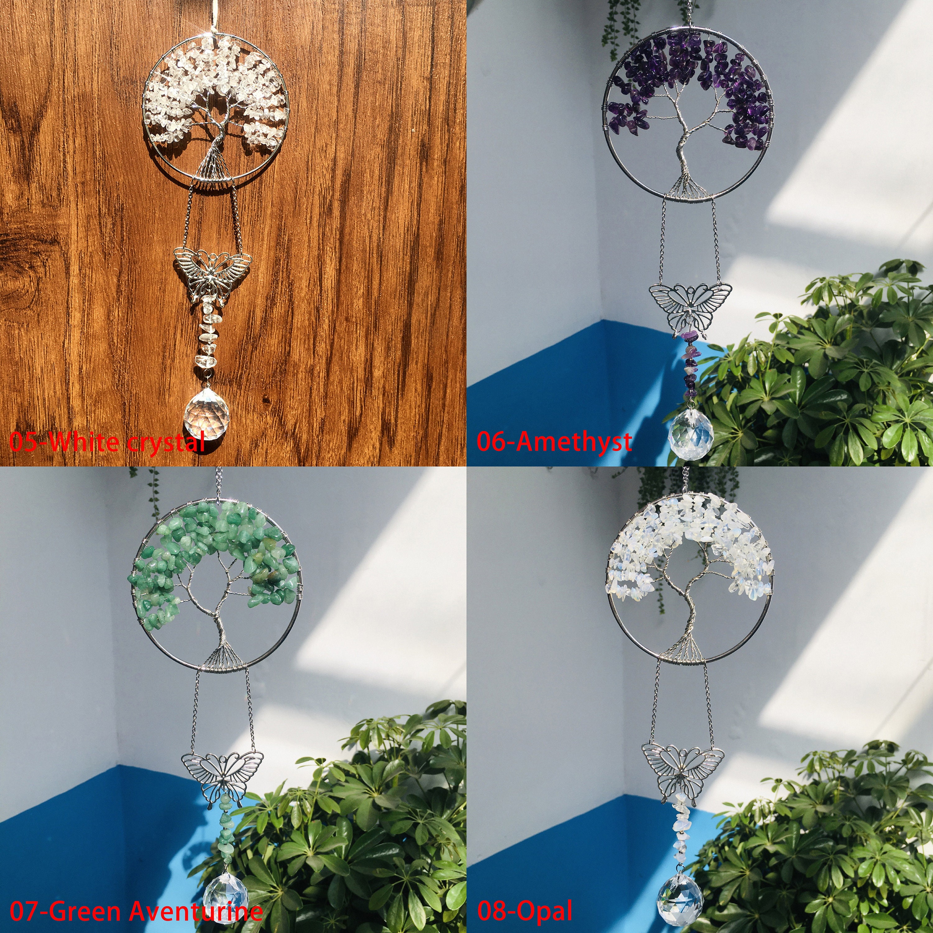 Tree of Life Suncatcher Handwoven Suncatcher Gem Gravel Wind Etsy