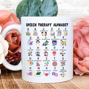 Custom Alphabet Speech Therapist Appreciation Gift, Cute Speech Therapy Cup, SLP Tumbler Mug, Customizable Speech Language Pathologist Mug