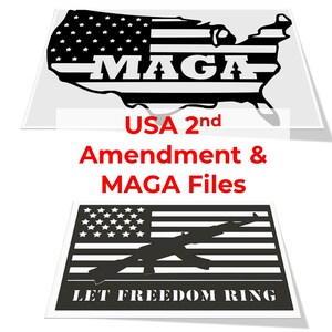 Digital Download 2nd Amendment and MAGA United States American Flag DXF SVG Files,  Patriotic, cnc Plasma Laser Metal Art Vinyl Cut Files