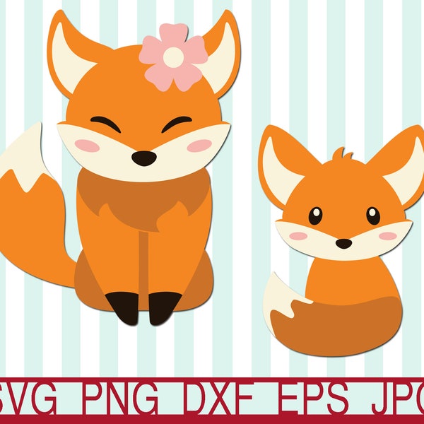 Mommy Fox and Baby Fox, Fox Svg, Foxes Svg, Cute Fox Svg, Woodland Animals Svg, Mother's Day Svg, Fox Svg for Cricut, Layered, Animal Svg