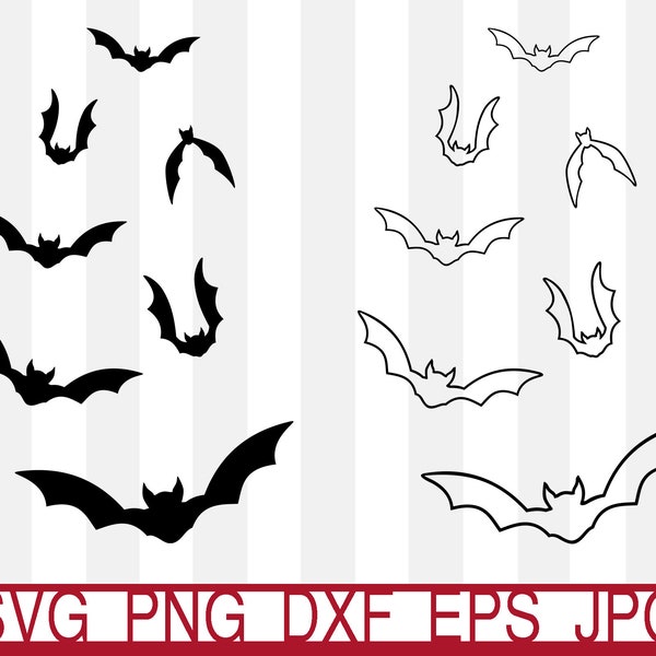 Halloween Bat Svg, Flying Bats Svg, Bats Svg, Spooky Bats, Group of Bats, Bats Set, Halloween Party Decors, Bat Cutting, Digital Downloads