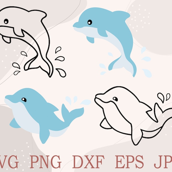 Cute Dolphin Svg,Baby Dolphin,Dolphin Svg,Dolphin Clipart,Dolphin Outline Svg,Cut File,Sea Animal,Ocean Animal Clipart,Baby Shower,Birthday