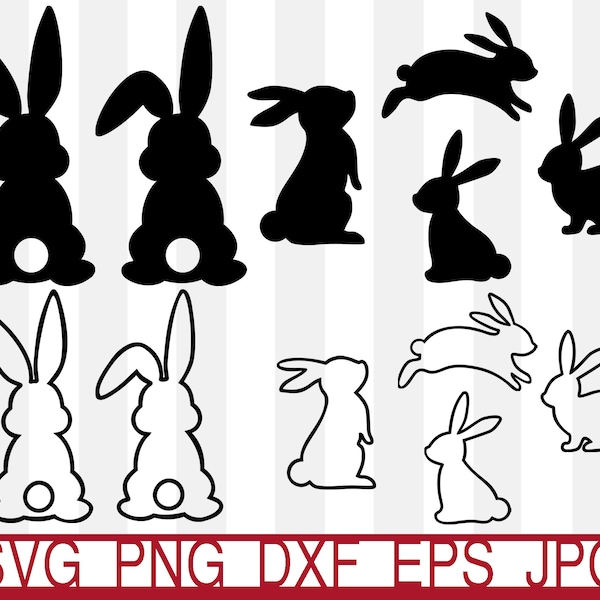 Forme de lapin de Pâques svg, lapin svg, lapin svg, forme de lapin svg, forme de lapin svg, lapin DXf, lapin DXf, silhouette de lapin svg, lapin de Pâques