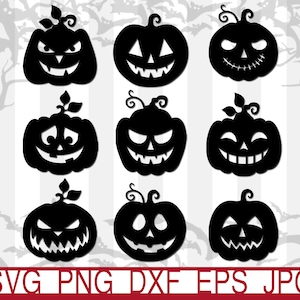 Halloween Pumpkin Svg, Pumpkin Face, Pumpkin Silhouette, Pumpkin Carving, Jack-o-lantern, Jack O Lantern, Halloween Pumpkin Face Bundle