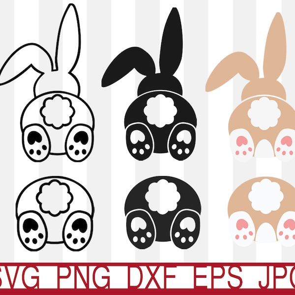 Bunny Bum Svg, Bunny Butt Svg, Easter Bunny Svg, Bunny Tail Svg, Easter Svg, Bunny Silhouette Svg, Rabbit Feet Svg, Bunny Feet, Kid Easter