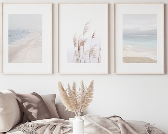 Set of 3 Prints, Neutral Wall Art Printable, Minimalist Wall Art, Beach Print, Boho Wall Art, Nature prints, 3 Picture Wall Art, Boho Decor
