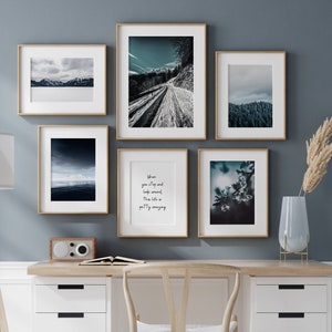 Winter wall art, Mountain Wall Art, Winter Decor, Navy Blue Wall Art, Scandinavian Decor, Winter landscape, Digital print, Winter prints