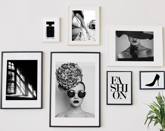 Fashion Wall Art Set Black and White Prints, Printable wall art, Photography Prints Digital Download, Art Prints Gallery Wall Set