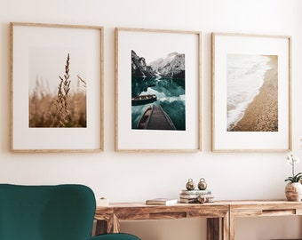 Art Prints Set of 3, Scandinavian Decor, Nature Prints, Gallery Wall Set Digital Prints Mountain Wall Art Photography Prints Modern wall art