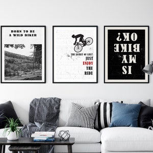 Mountain bike art, Cycling Posters Set, Bike Print, Cycling wall art, Gift for biker, Cycling Gifts, Bike art Mountain bike print