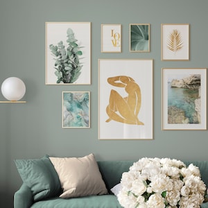 Teal gallery wall set, printable wall art, teal and gold wall art, Turquoise Marble Art, Eucalyptus Leaves, Photography Prints, Nordic Art