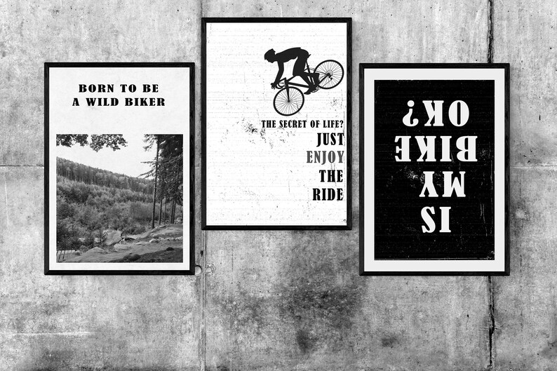 Mountainbikekonst, Cykelposters Set, Mountainbiketryck, Cykeltryck, Cykelväggkonst, Present till cyklist, Cykelpresenter, Cykelkonst bild 2