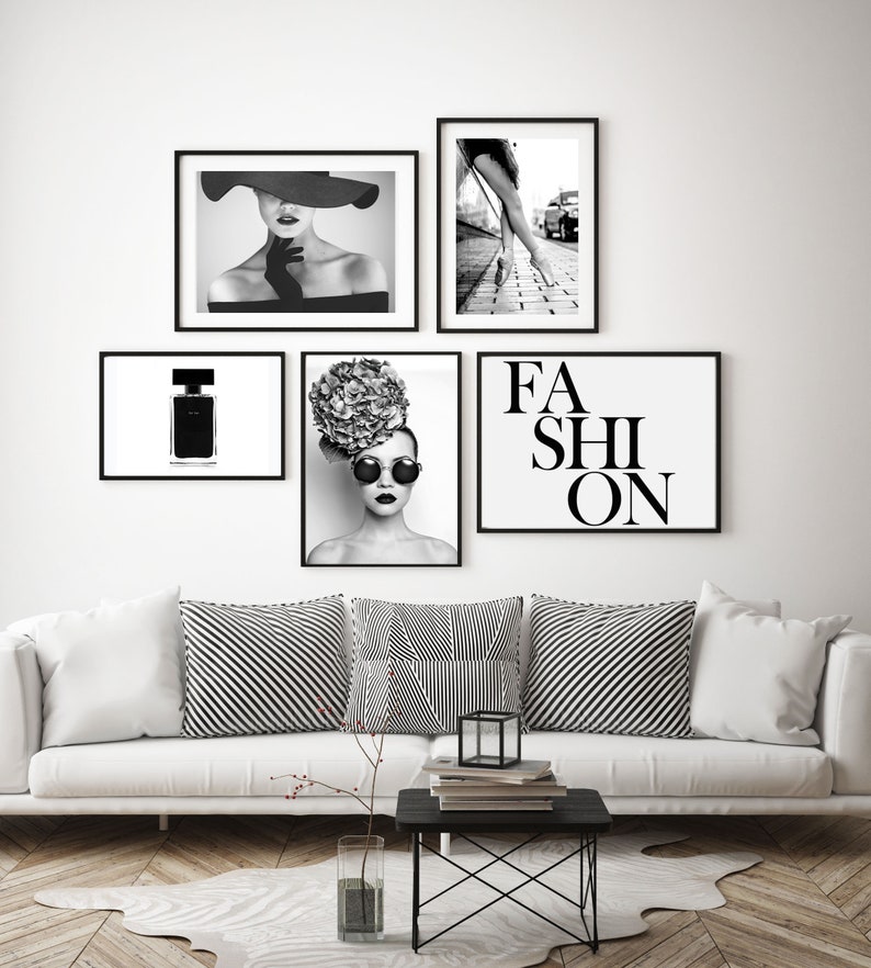 Black and White Fashion Wall Art Set Designer Wall Art Etsy