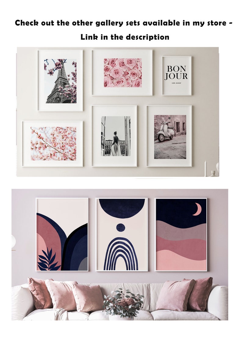 Pink Gallery Wall Set Digital Download Pink Wall Art Set Etsy