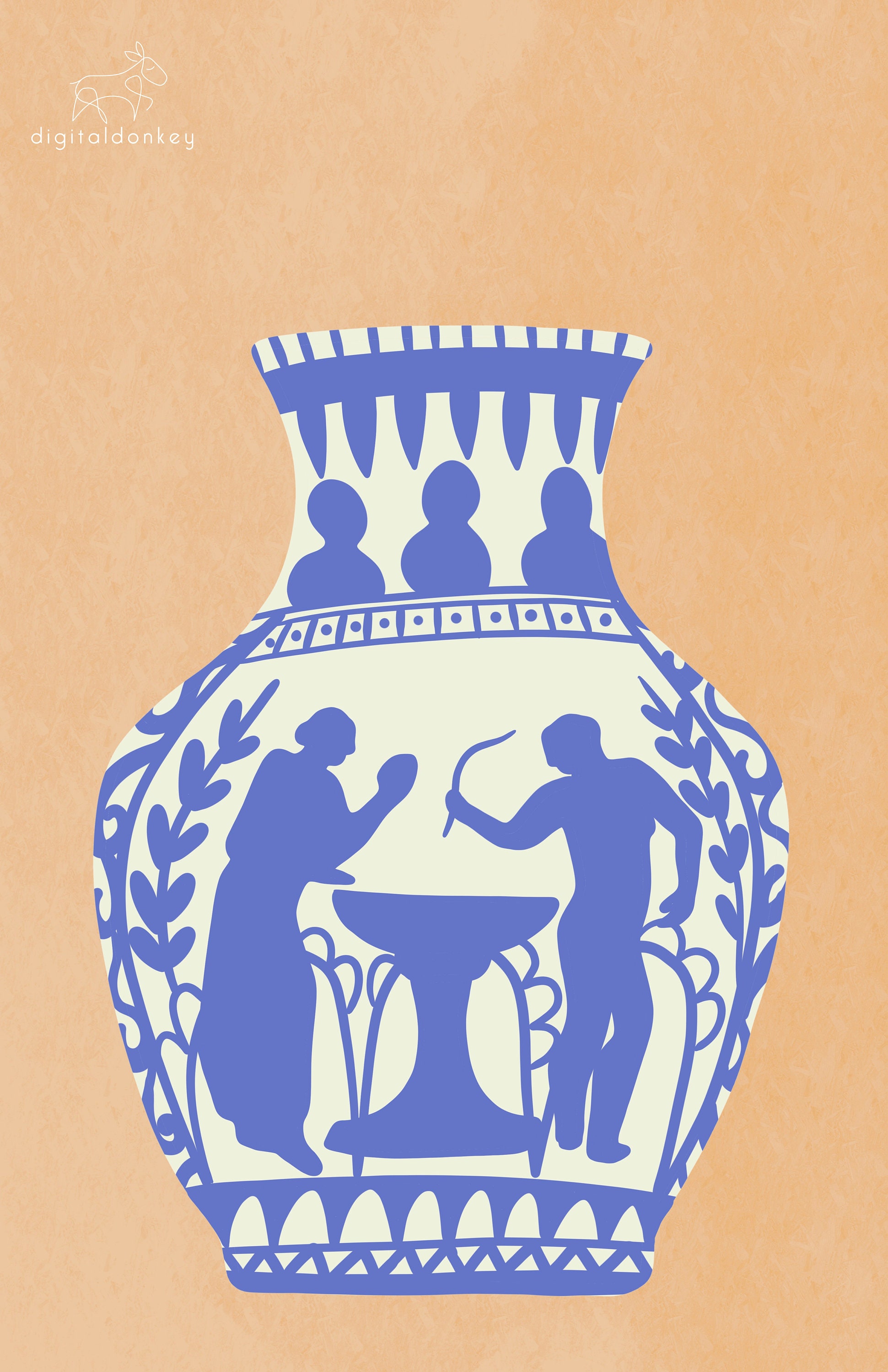 Ancient Greek Vase Illustration Print, Digital Art, Ancient Greece