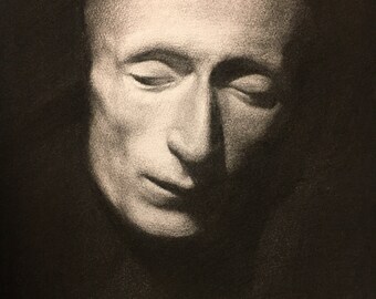 Original Dante Cast Drawing done over a period of 5 weeks with charcoal, pencil and other mediums.