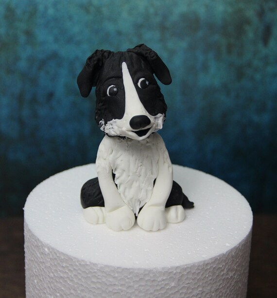 Black White BORDER COLLIE DOG Edible Handmade Figurine Party Cake Topper Etsy Ireland