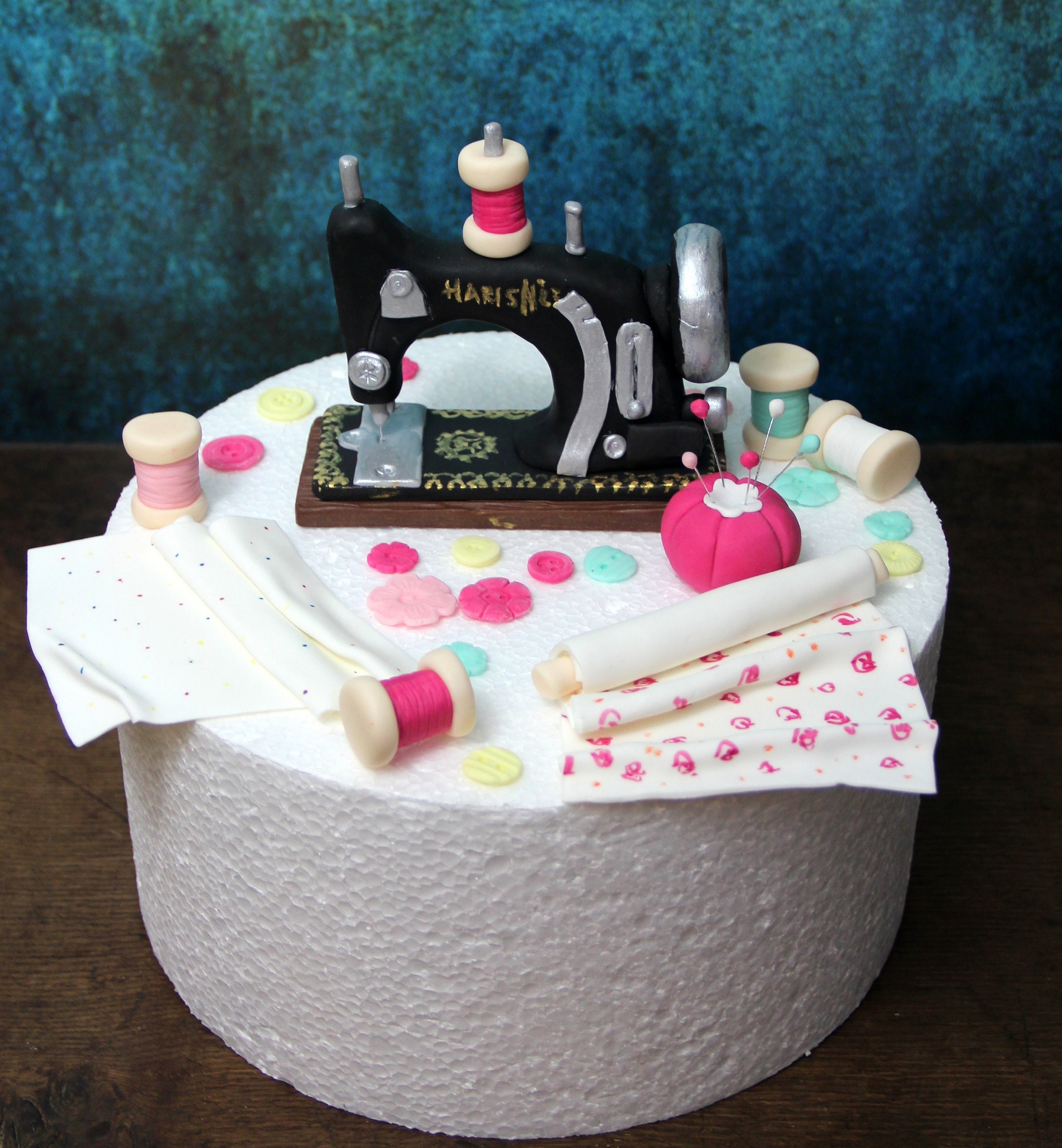 Sewing machine tailor cake topper edible party decoration personalized
