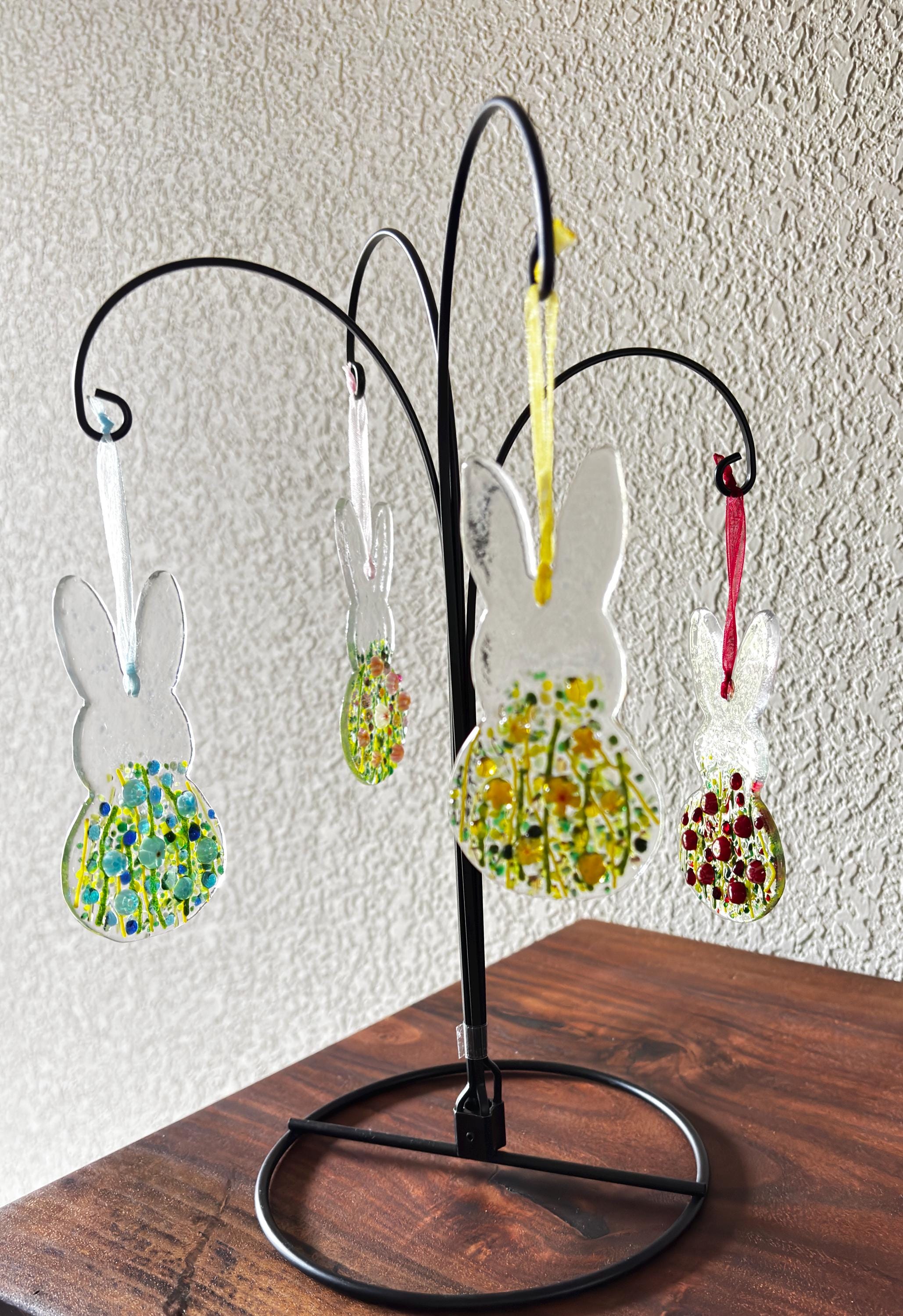 Fused Glass Rabit Fused Glass Bunny: Flower Rabbit; Whimsical Garden Art - Etsy