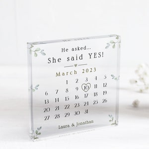 Engagement Gift | She Said Yes Date Keepsake | Fiance Gift | Fiancee Gift | Personalised Engagement Gift | Newly Engaged Couple Gift