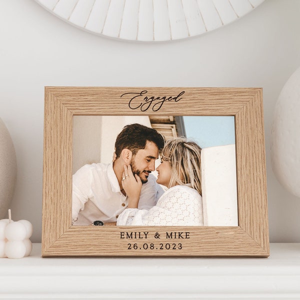 Engagement Gift | Engaged Photo Frame | Personalised Engaged Couple Gift | Newly Engaged Couple Wooden Photo Frame