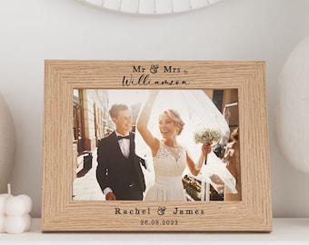 Wedding Gift | Mr & Mrs Wedding Photo Frame | Just Married Keepsake Frame | Personalised Our Wedding Day Gift | Newly Married Couple Gift