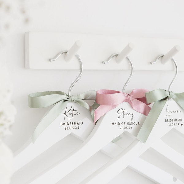 Wedding Hangers | Bride, Bridesmaid, Maid of Honour, Flower Girl, Mother of the Bride Dress Hangers | Wooden Bridal Party Hangers