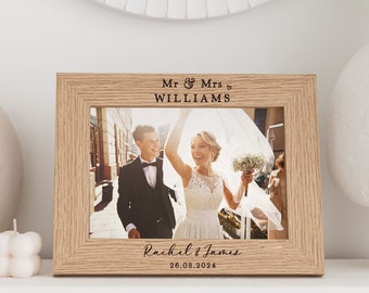 Wedding Gift | Mr & Mrs Wedding Photo Frame | Just Married Keepsake Frame | Personalised Our Wedding Day Gift | Newly Married Couple Gift